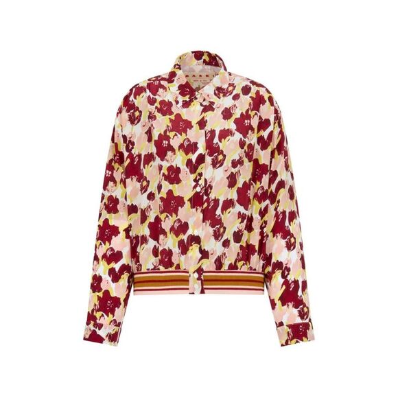 Marni Women Floral Striped Silk Shirt